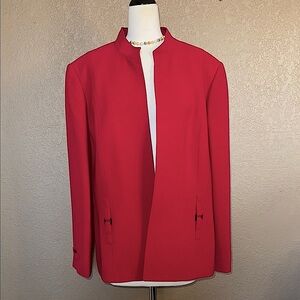 Tamari Red Jacket with Mandarin Collar